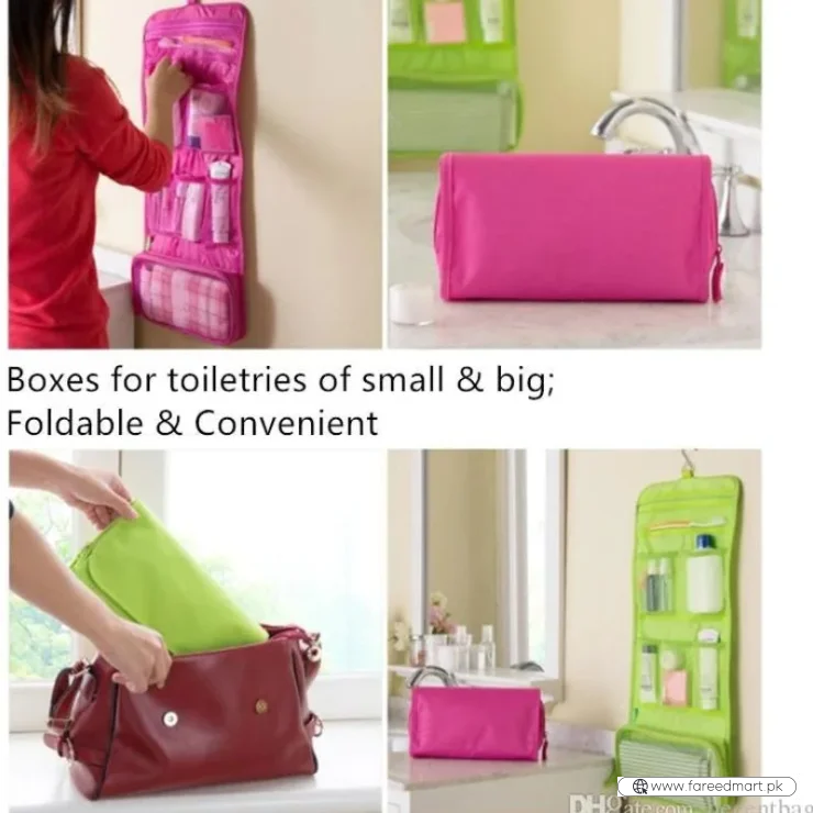 Travel Roll-Up Hanging Cosmetic & Toiletry Organizer Bag  | Multi-Compartment Storage | Hook for Hanging | Random Colors
