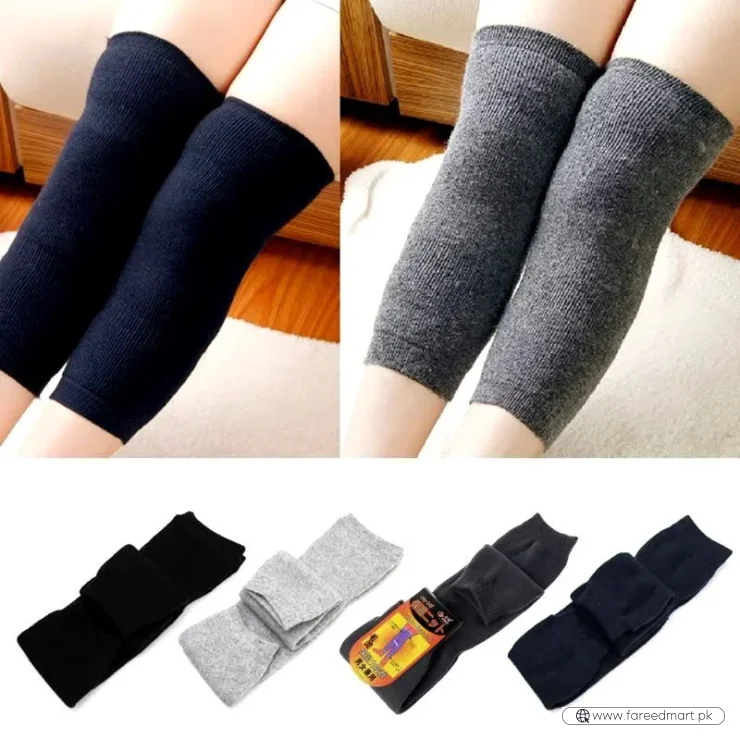 Unisex Wool Knee Warmers Pair |  Warm Elastic Fit, Plain design | Winter Wear for Men & Women | Random Colors