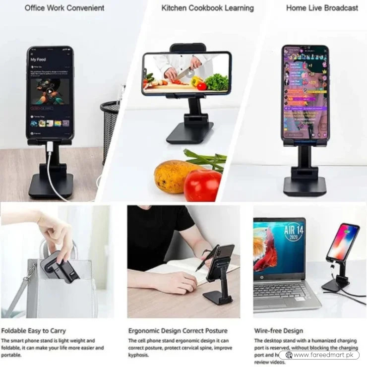 Universal Foldable Mobile & Tablet Stand | Adjustable Multi-Angle Holder