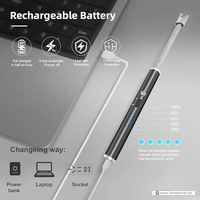 USB Rechargeable Flameless Arc Lighter | Flexible & Windproof Electric Wand Lighter
