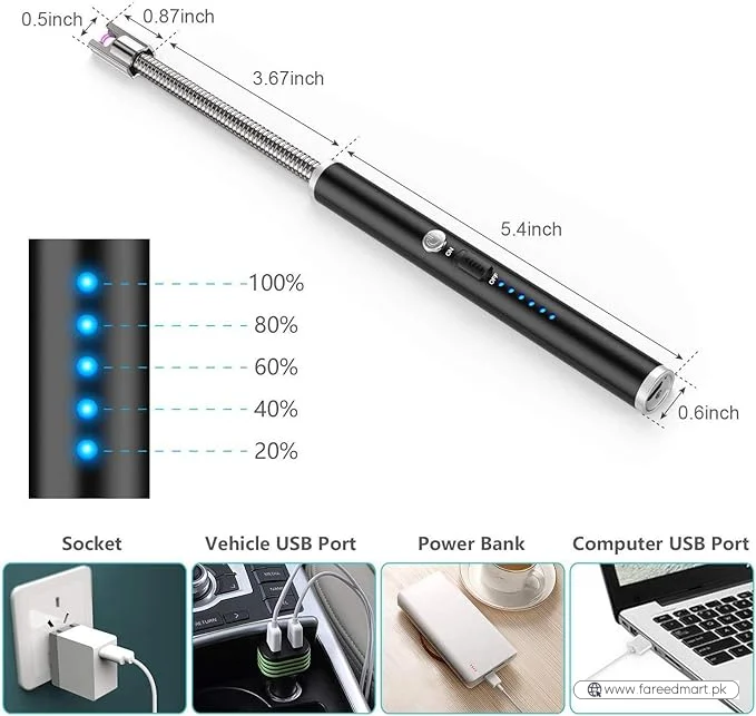 USB Rechargeable Flameless Arc Lighter | Flexible & Windproof Electric Wand Lighter