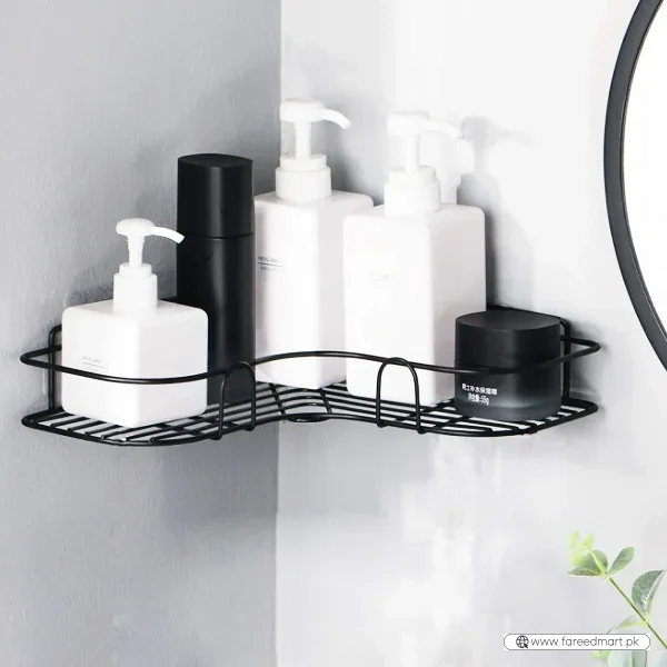 Wall Corner Rack | Multipurpose Kitchen & Bathroom Corner Organizer | Metal Wall Mount Storage Rack