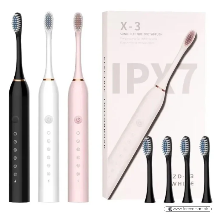 X3 Sonic Electric Toothbrush Rechargeable | USB Fast Charging Toothbrush with 5 Modes Deep Cleaning Whitening & Gum Care