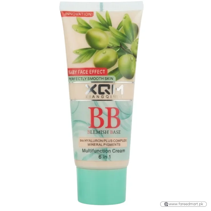 XQM BB Blemish Olive Base Cream | 6-in-1 Multifunction BB Cream with Hyaluronic Acid & Mineral Pigments | SPF 15 | 65ml