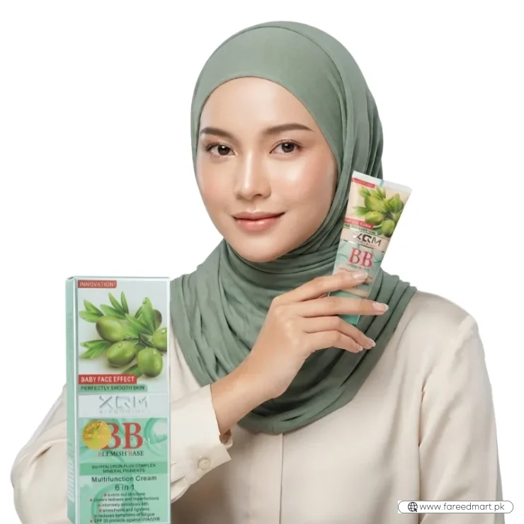 XQM BB Blemish Olive Base Cream | 6-in-1 Multifunction BB Cream with Hyaluronic Acid & Mineral Pigments | SPF 15 | 65ml