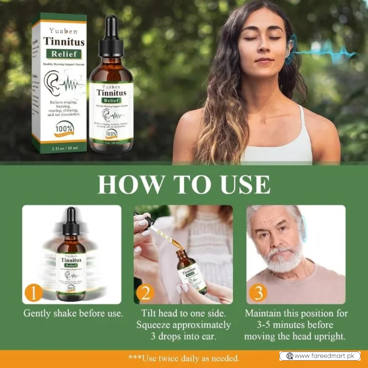 Yuaben Tinnitus Relief Drops | Healthy Hearing Support System | Ear Care Drops for Ringing, Buzzing & Ear Wellness | 60ml