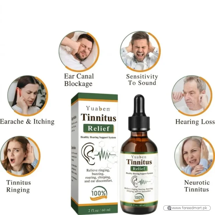 Yuaben Tinnitus Relief Drops | Healthy Hearing Support System | Ear Care Drops for Ringing, Buzzing & Ear Wellness | 60ml